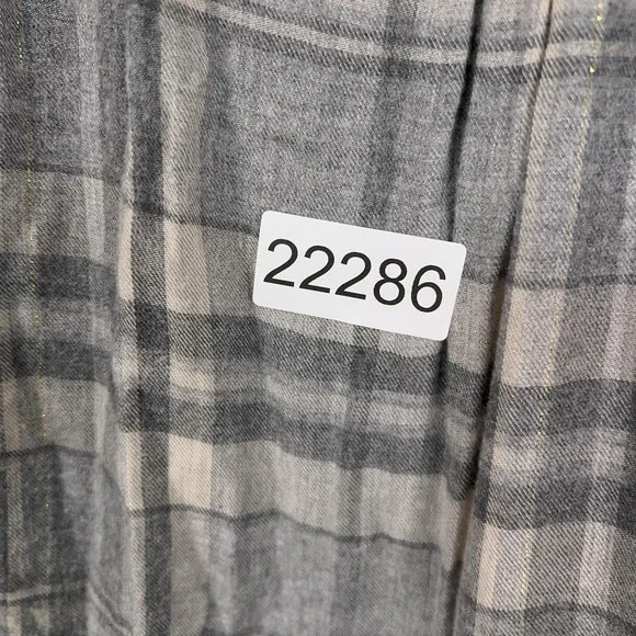 Xirena Shirt Womens XS Gray Plaid Flannel Ruffle Long Sleeve Boho Made in USA - Picture 15 of 15